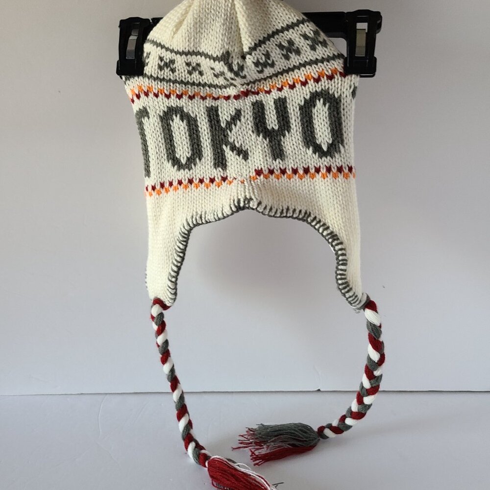 ROBIN RUTH KNITTED PERUVIAN HAT/BRAIDED TASSEL BEANIE-WINTER SKI STYLE- ONE SIZE